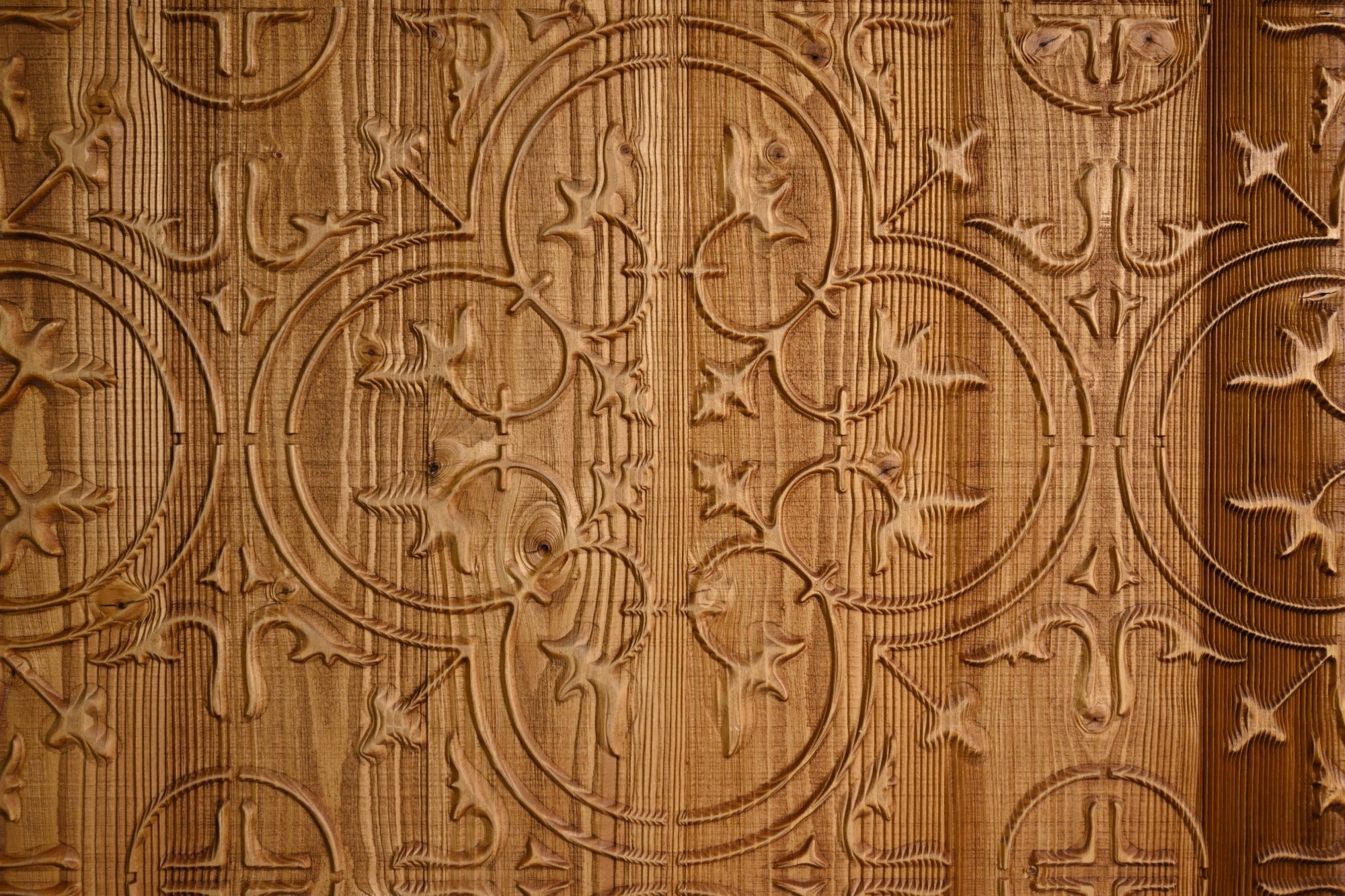 Designplatte Fichte gelaserte Relief Struktur in Ornament Optik