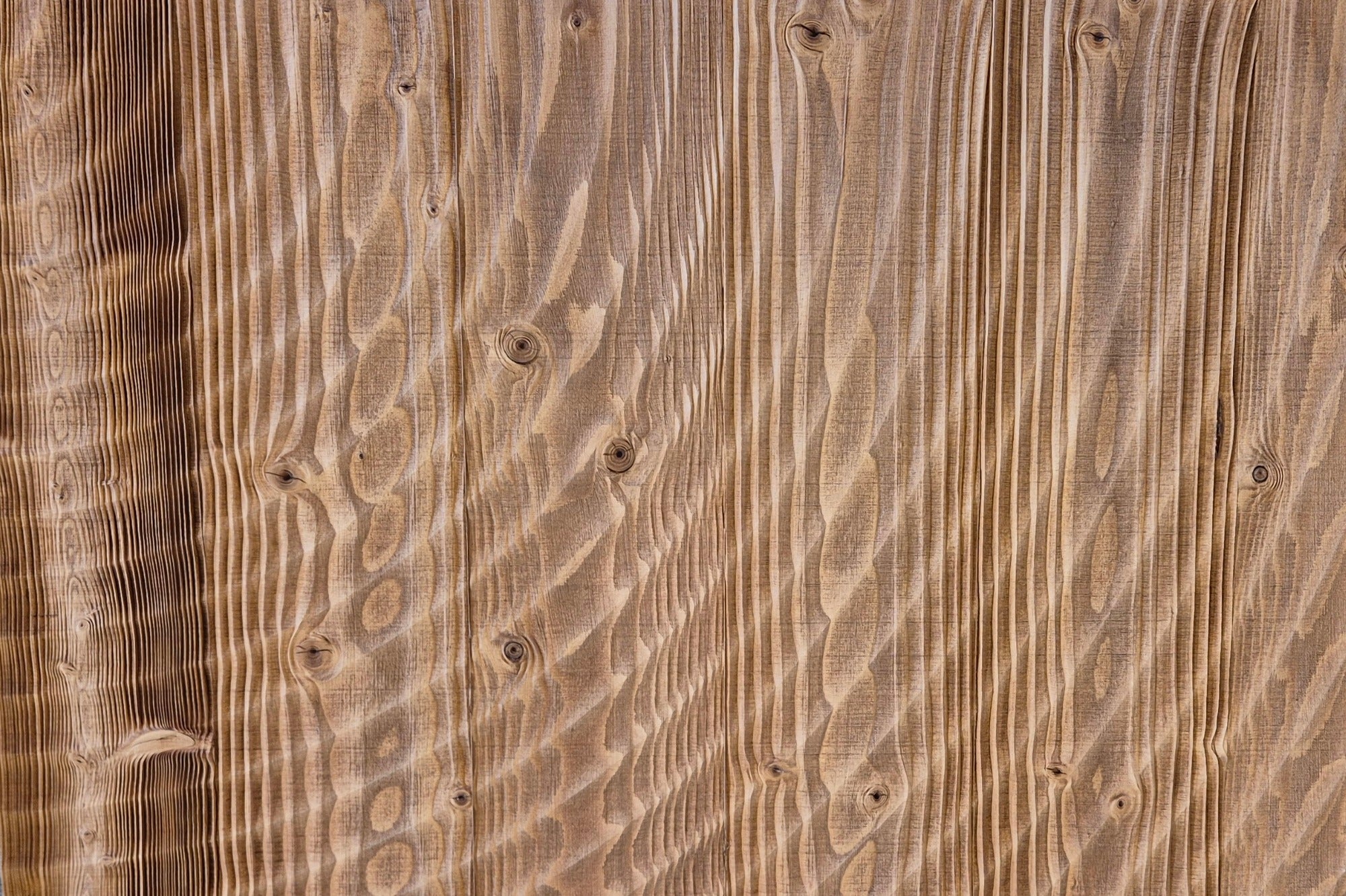 Designplatte Fichte gelaserte Relief Struktur mit Kreiswellen Optik