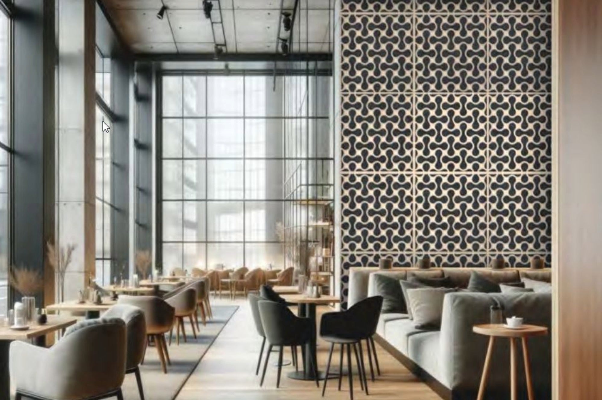 Akustik Rahmenelement Silbergrau / Lärche geräuchert