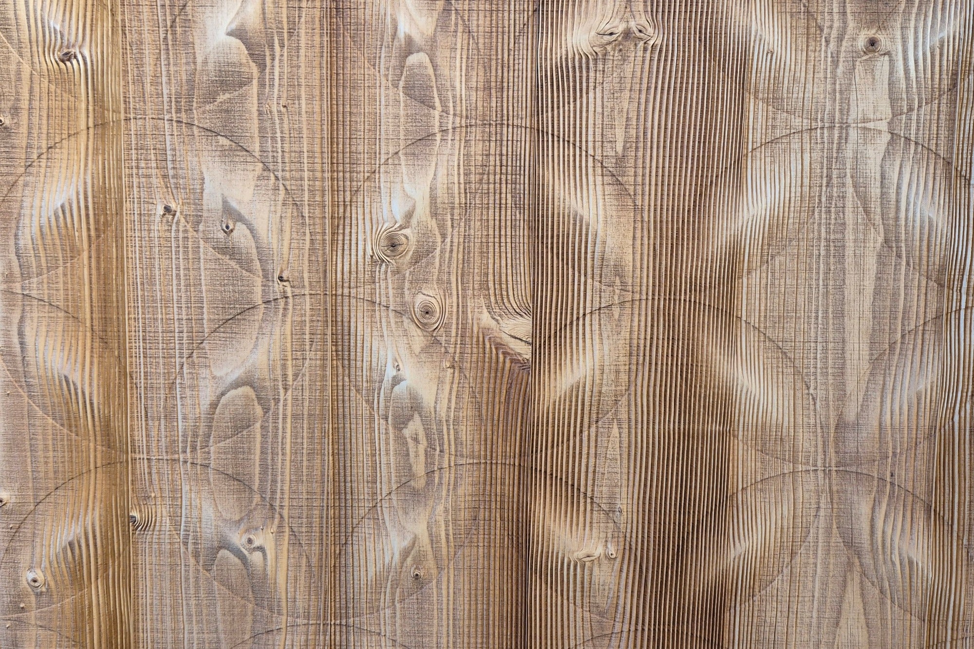 Designplatte Fichte gelaserte Relief Struktur mit Kreisraster Optik